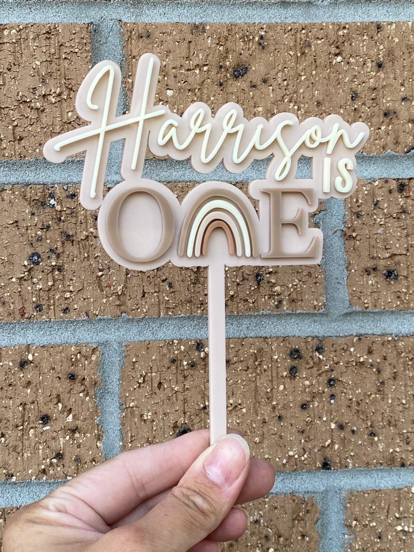 Boho Rainbow First Birthday Cake Topper