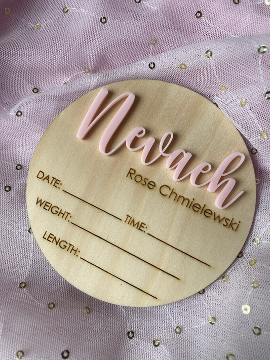 Birth Details Disc - Personalised Name